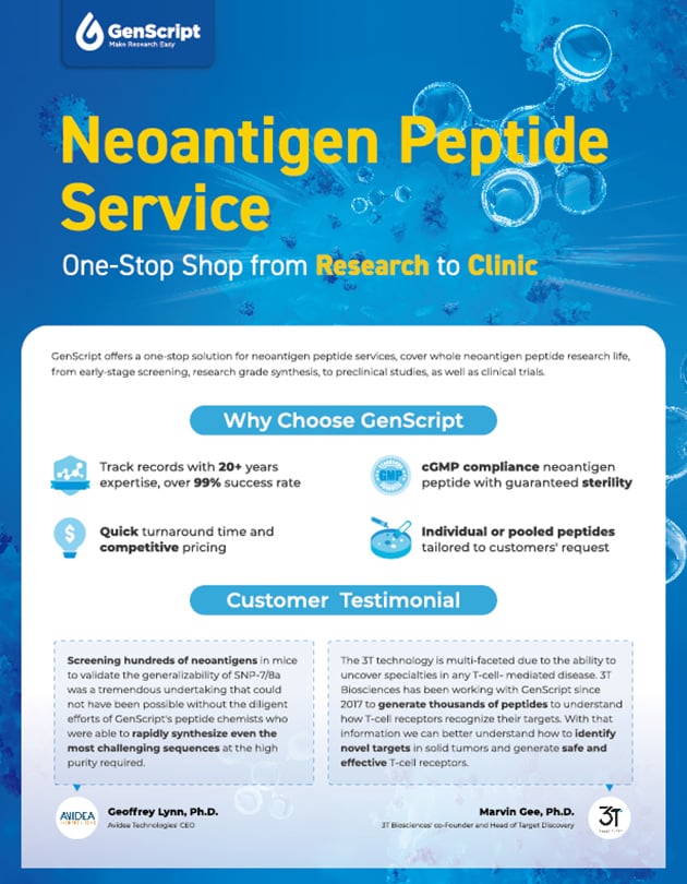 GenScript’s Neoantigen Peptide Service：One-Stop Solution from Research to Clinic